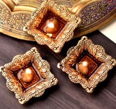  Brass Bird Puja Wick Diwali Deepam Diya Pack of 3 Diyas